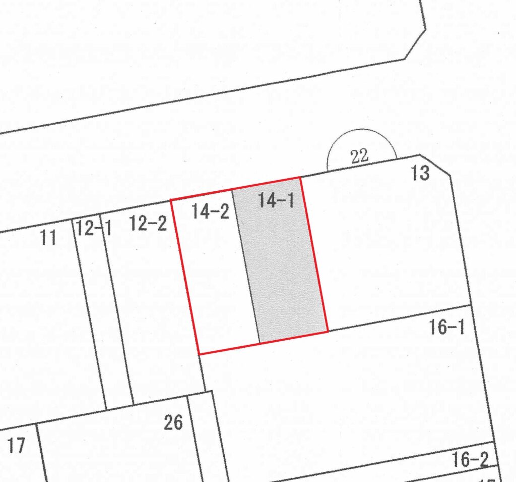 新富士駅南地区土地区画整理事業　仮換地22街区14-1、14-2